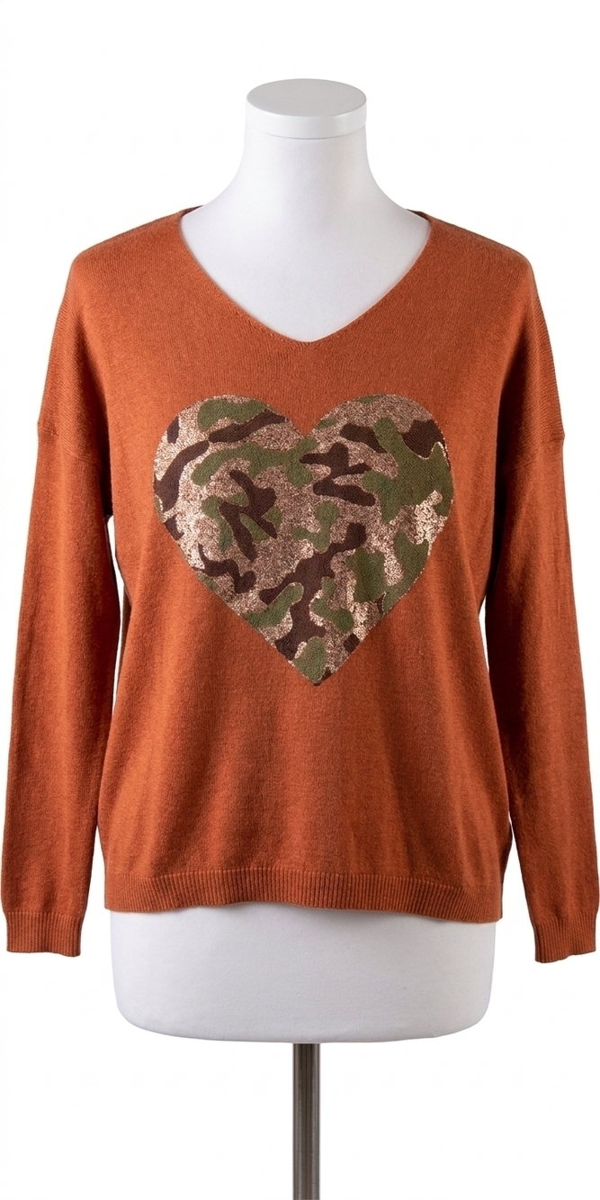 NEW GIGI MODA amore forte long sleeve sweater in rust